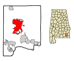 Dale County Alabama Incorporated and Unincorporated areas Ozark Highlighted